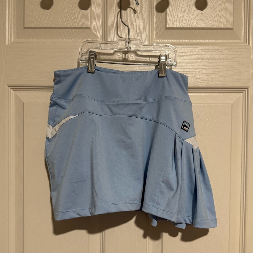 Light Blue Fila Skirt with White Stripe, Pleats, and Inner Lining